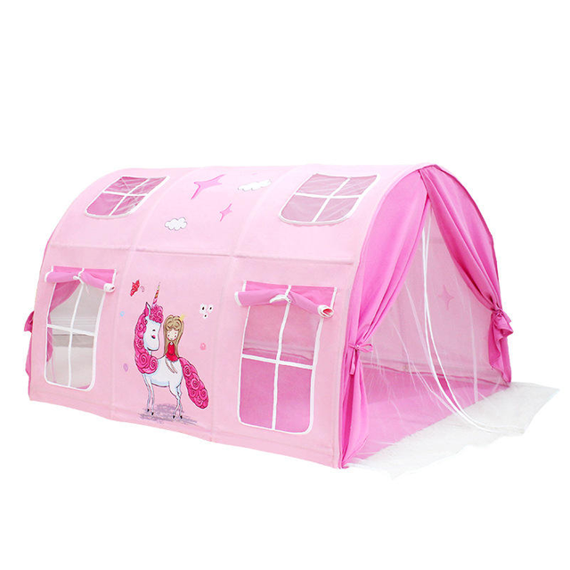 Factory Wholesale Convenient Installation of Foldable Pink Girl Princess Bed Tent