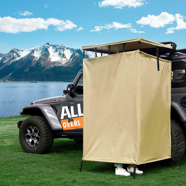2023 Outdoor Best Selling Covered All Round Offroad Shower Tent Car Side Shower Tent With Led Light Suitable All Car Heights