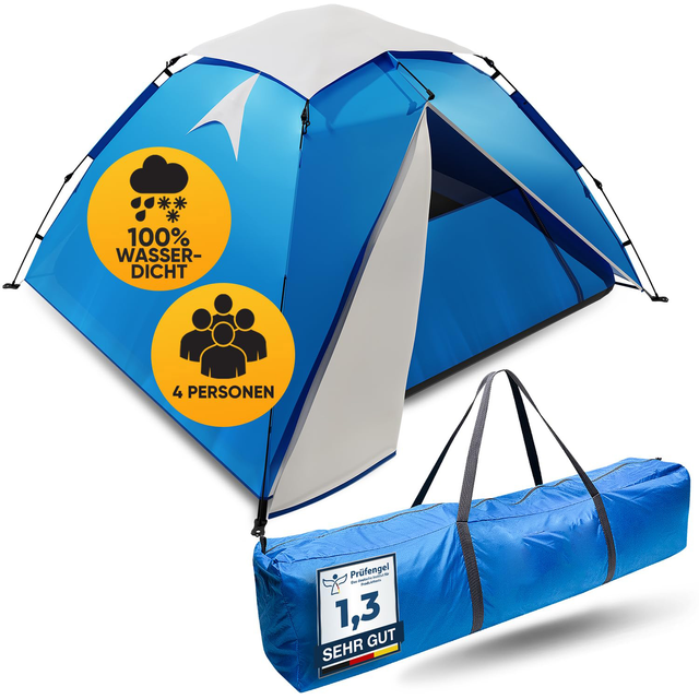 Waterproof 2 Compartments Ventilated Uv Protection Large 2 3 4 Person Outdoor Camping Pop up Tents With Awning