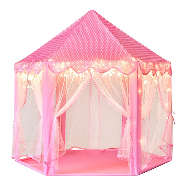 Wholesale pink Lovely Playhouse Portable Foldable Hexagon Girls Indoor Play Princess Castle Tent House