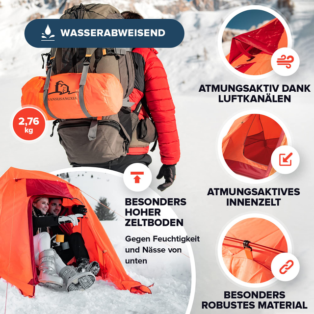 2 People 4 Season Leichtes Pest Control Waterproof Zelt Camping Hunting Fishing Mountaineering Carpas Snow Ultralight Tent