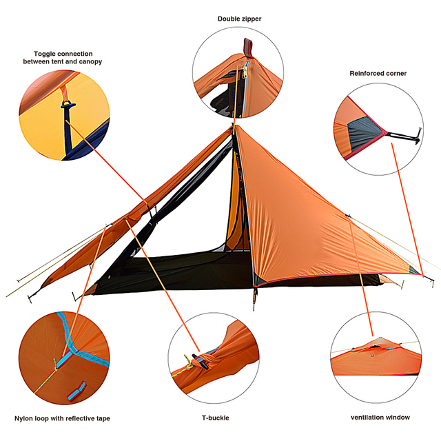 Customized single-person hiking waterproof nylon ultra-light tents by the manufacturer