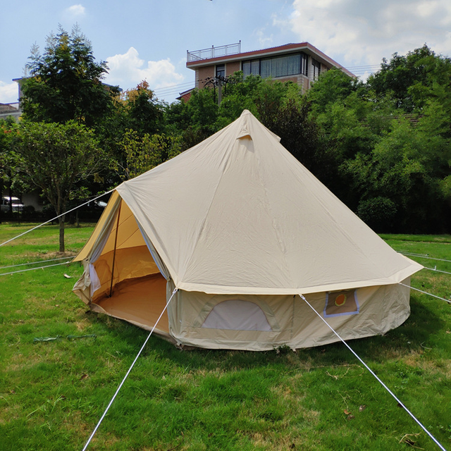 Outdoor Large Yurt Bell Tent 5m 6m Glamping Luxury 4-season Waterproof Cotton Canvas Bell Tent