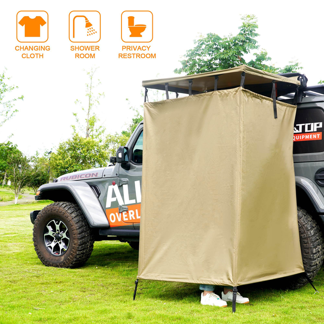 2023 Outdoor Best Selling Covered All Round Offroad Shower Tent Car Side Shower Tent With Led Light Suitable All Car Heights