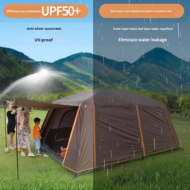 Outdoor Two-Room One-Hall Four-Season Roof Tent Double Layer Large Capacity Thickened Explosion-Proof Rainproof Windproof Tent
